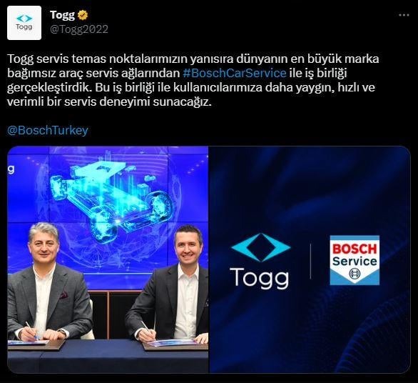 Togg ile BoschCarService Arasında İş Birliği 67 tweet 2