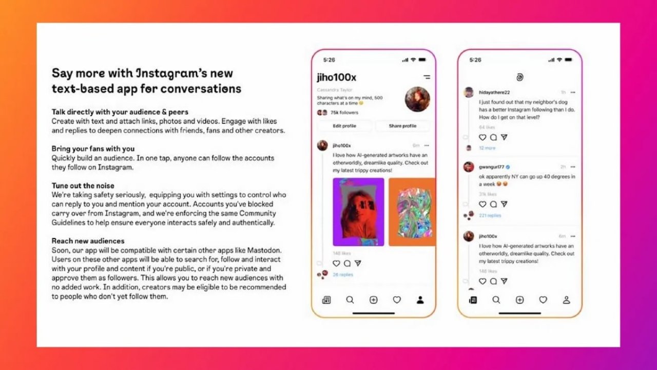 Instagram, metin tabanlı yeni uygulamasıyla Twitter'a rakip oluyor 67 Instagram metin tabanlı yeni uygulamasıyla Twitter'a rakip oluyor