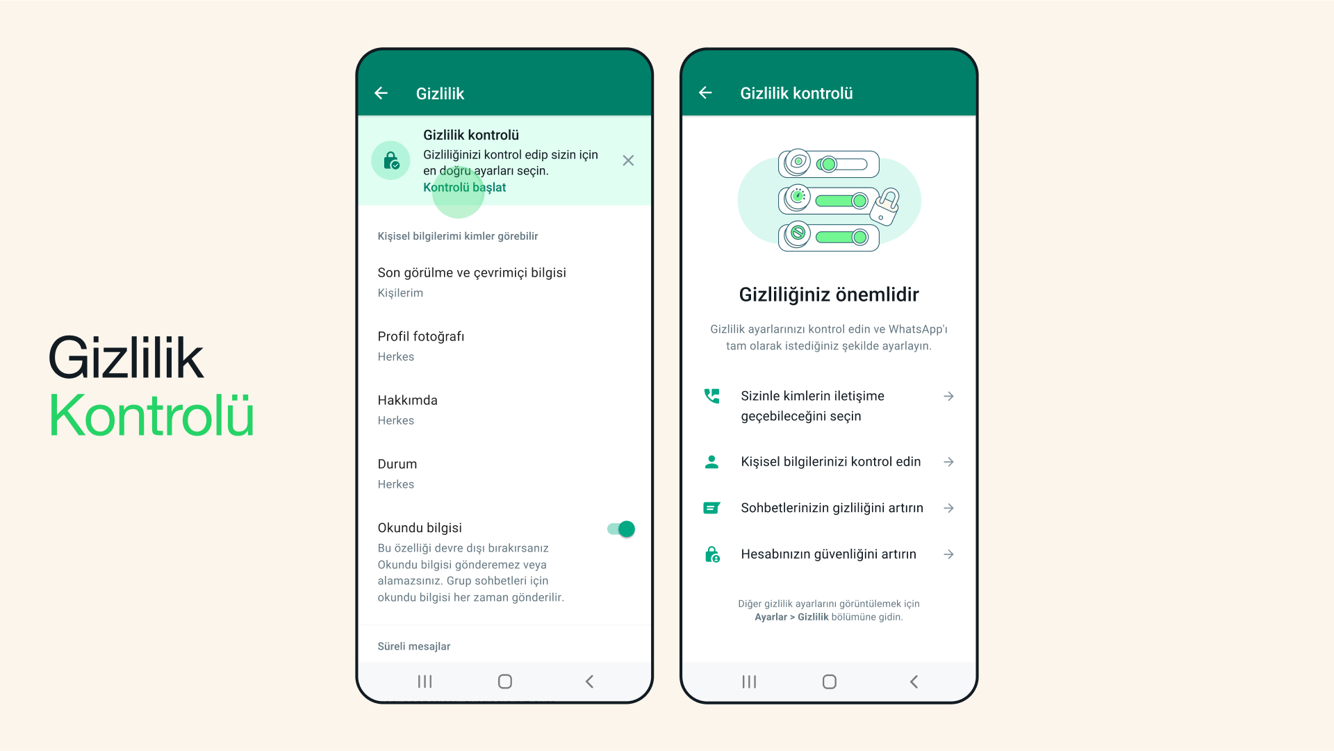 WhatsApp ile "Gizlilik Ayarı Kontrolü" özelliği