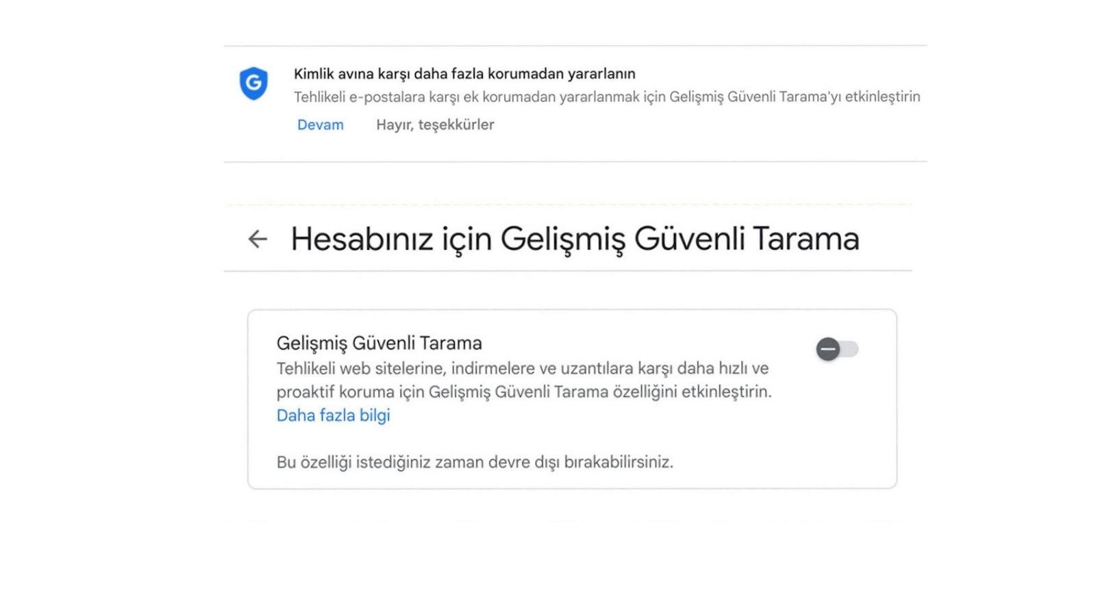 Gmail içerisinde "Gelişmiş Güvenli Tarama" uyarıları gelmeye başladı