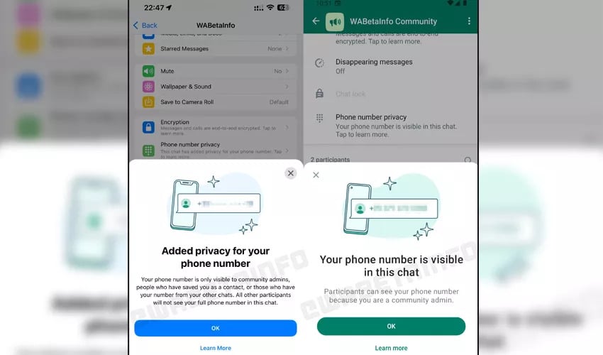 Whatsapp topluluklara numara gizleme