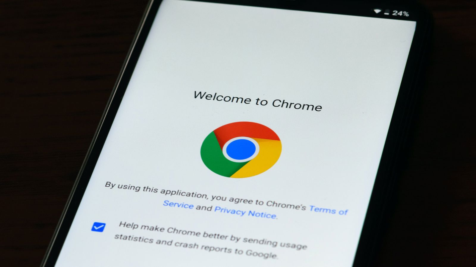 telefon ekranında google chrome