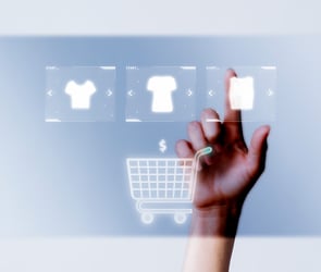 person adding clothes cart closeup online shopping campaign