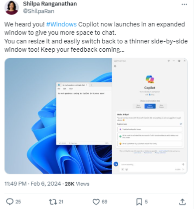 Windows Copilot Daha Geniş Ekrana Kavuştu 2 Windows Copilot Daha Geniş Ekrana Kavuştu