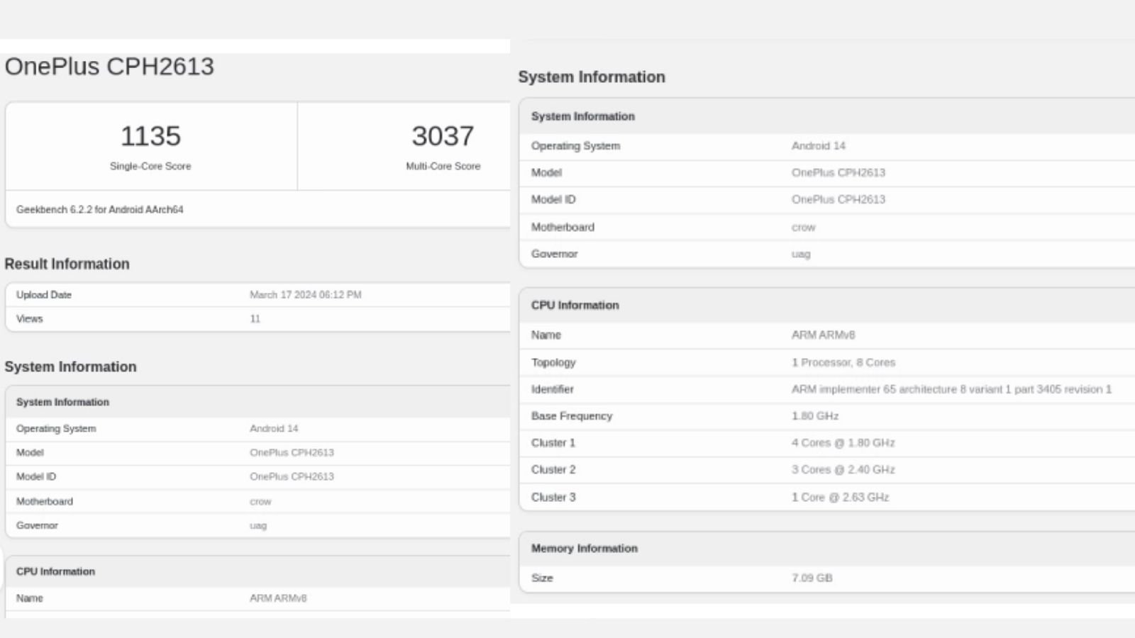 OnePlus Nord CE 4 cihazı CPH2613 model numarasıyla Geekbench veri tabanında görünüm sağladı. 