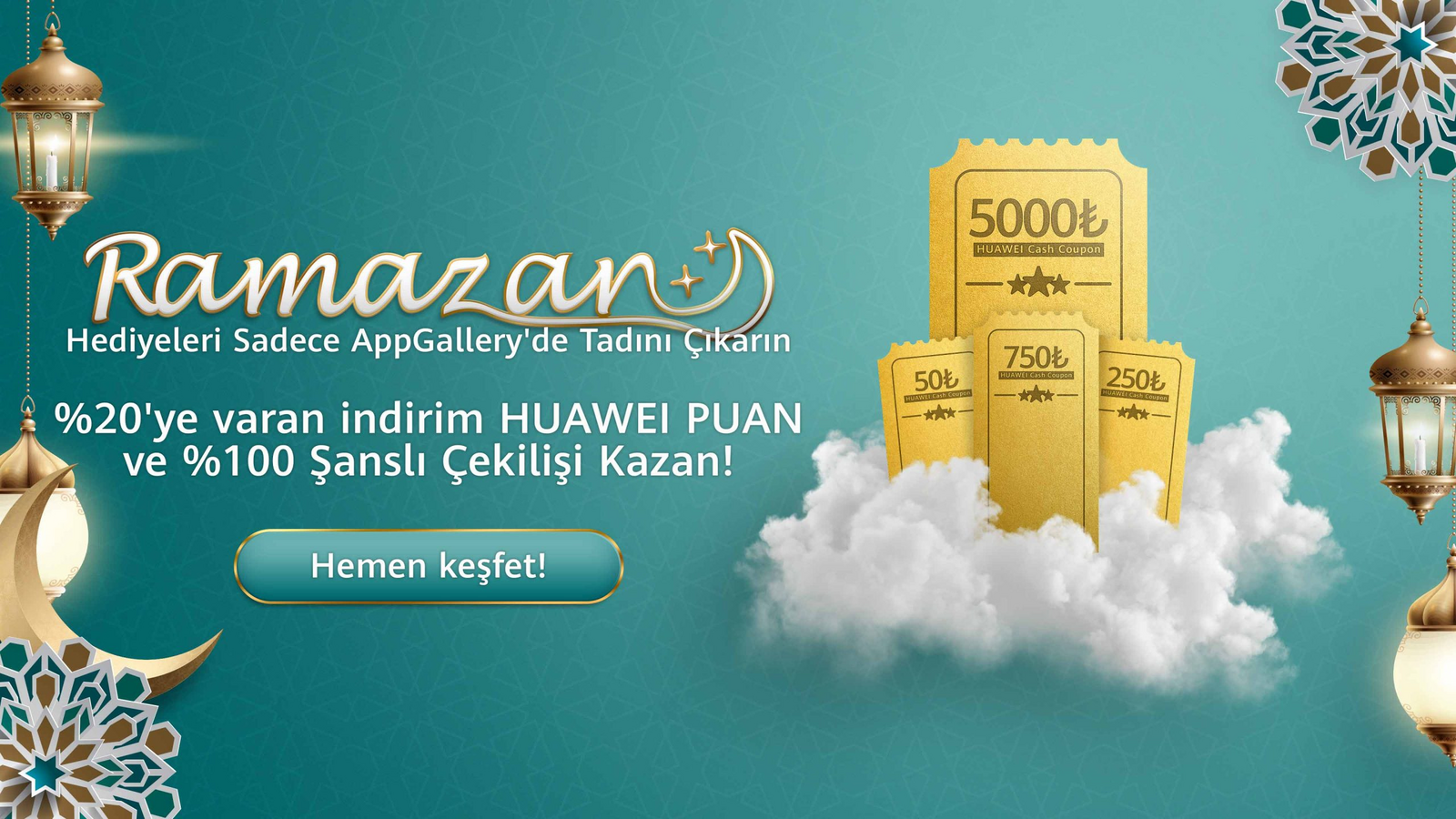 Huawei AppGallery'de Ramazan Coşkusuna Özel Sayısız Hediye 2 Uygulama İndirerek Kazan: Ramazan Işıkları ile Huawei Puan ve Kupon Kazanın!