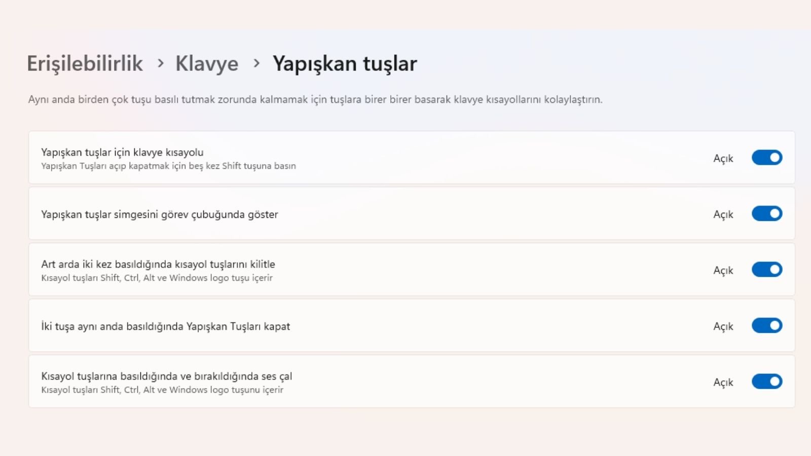 Windows 11'de Yapışkan Tuşlar Nasıl Kapatılır?