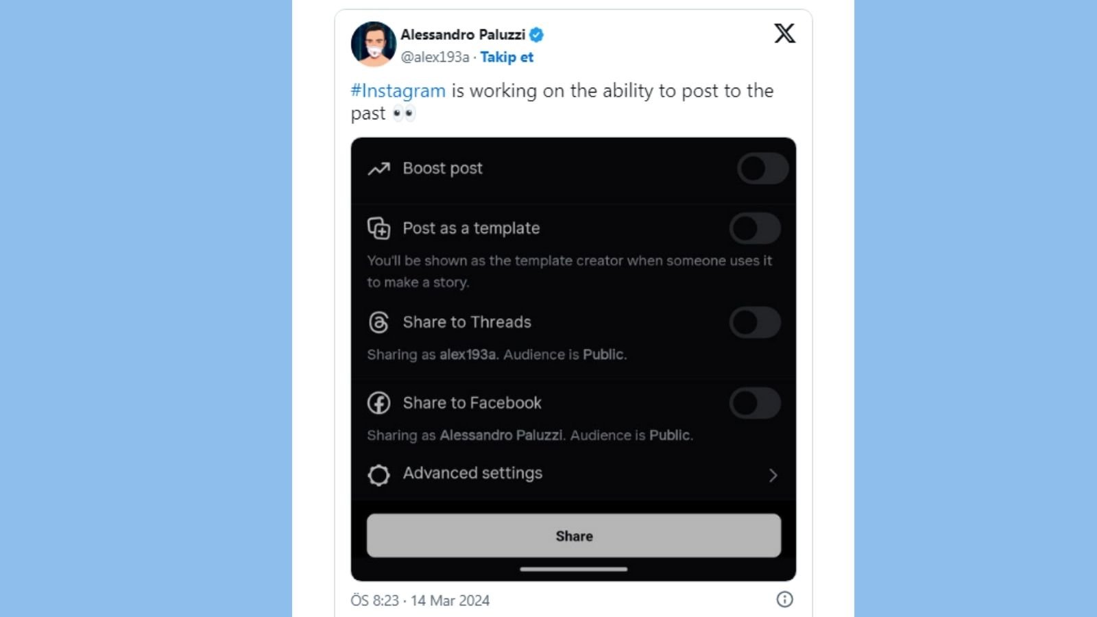 Instagram, Geçmişe Dönük Paylaşım Üzerinde Çalışıyor 2 Instagram, Geçmişe Dönük Paylaşım Üzerinde Çalışıyor