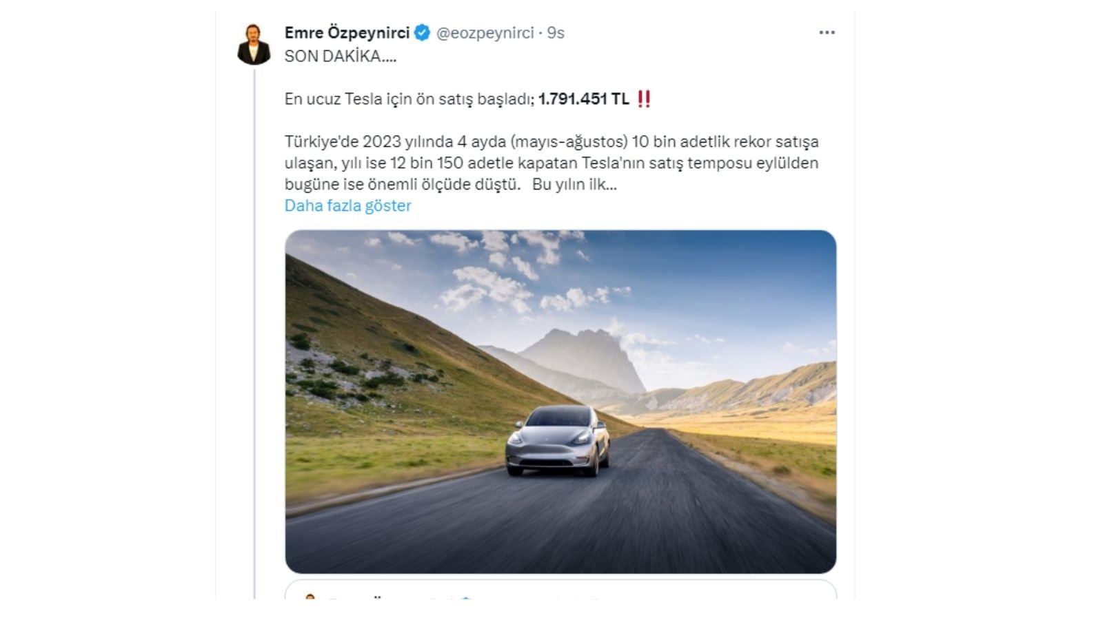 Tesla'dan Türkiye Kararı: En Ucuz Model Bugün Satışta 2 Tesla Türkiye'den dikkatleri üzerine çeken bir atak gerçekleşti. Şirket, Model Y SR RWD 'nin %10'luk ÖTV dilimine giren arkadan çekişli versiyonunu bugünden itibaren Türkiye'de ön satışa çıkardı.
