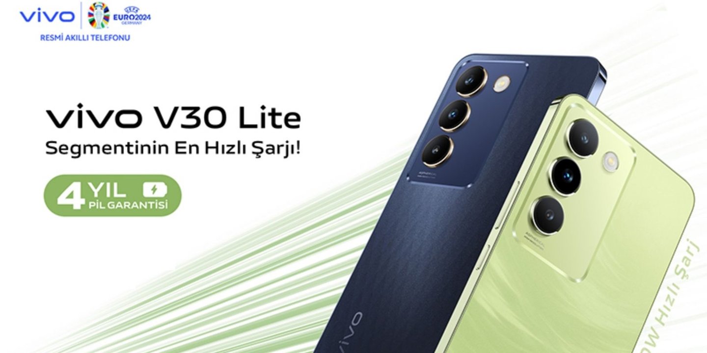 Vivo V30 Lite, Türkiye'de Satışa Çıkacak 1 vivo markasının 80W hızlı şarj özelliğiyle öne çıkan akıllı telefonu vivo V30 Lite, 4 sene pil garantisi ile Türkiye'de de satışa sunulacak.
