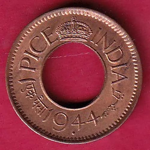 British India 1944 one pice copper coin sk 497