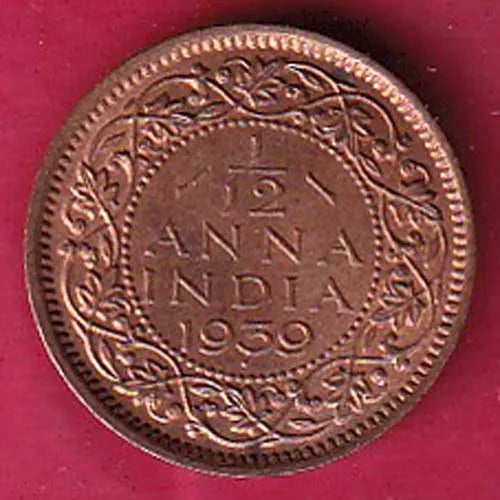 british india 1939 one twelth anna george vi copper coin sk 525