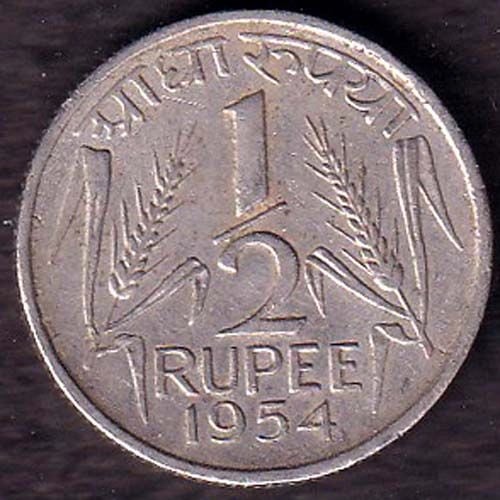 Government of India 1954 half Rupee calcutta MINT Coin ANH2961