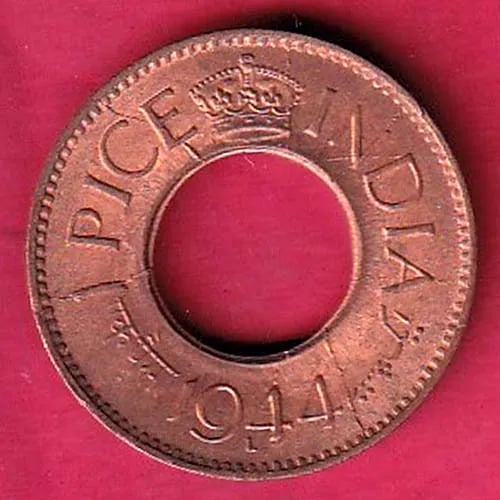 unc British India 1944 lahore mint 1 pice copper coin sk 292