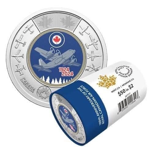 2024 – 100th Anniversary of The Royal Canadian Air Force Colourized Coin Special Wrap Roll