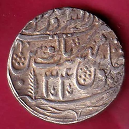 Maratha Conf. Ry 34 Shah Alam Saharanpur Mint One Rupee Rare Silver Coin:SK32