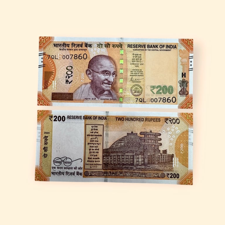 Rs 200 India Banknote Latest Issue 078600 GEM UNC Unique And Rare