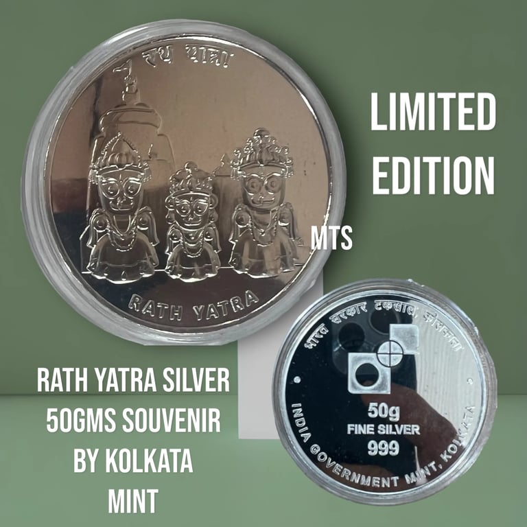 Rath Yatra 50 Gms Silver Souvenir By Kolkata mint