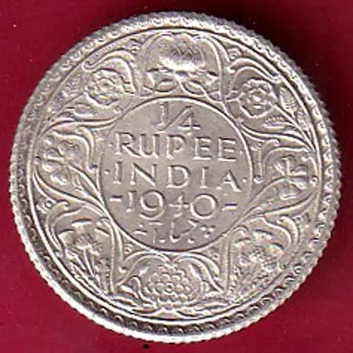 British India 1940 grorge vi king  quarter rupee coin sk317