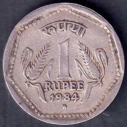 Republic India 1984 Hyderabad Mint One Rupee Coin ANH448