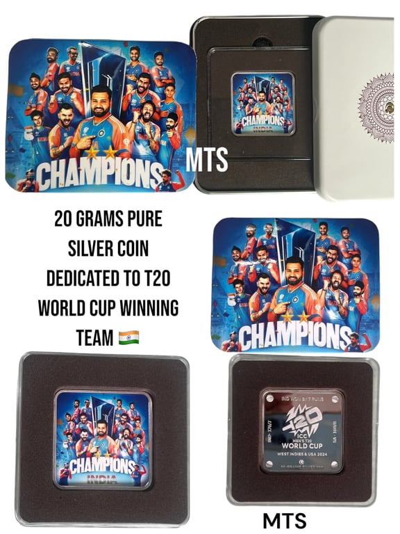 20 Grams pure silver coin dedicated to T20 world cup winning team 🇮🇳