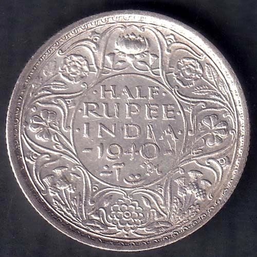 British India 1940 Bombay Mint George VI King Half Rupee Coin ANH566