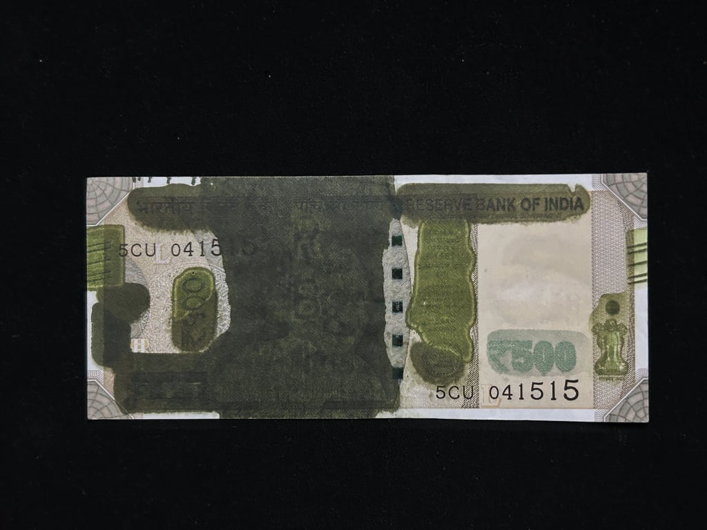 India, 2019 Rupees 500 Banknote, Ink Smudge Error, Sign. Shaktikanta Das, Inset L, UNC