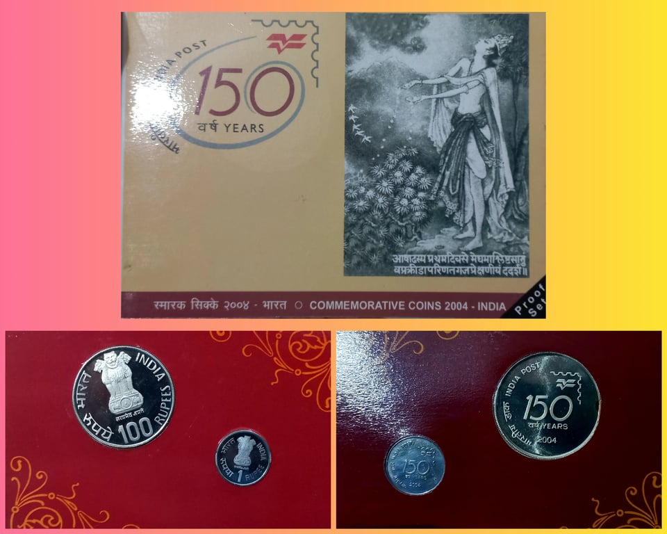 2004 india post 2 coins proof set