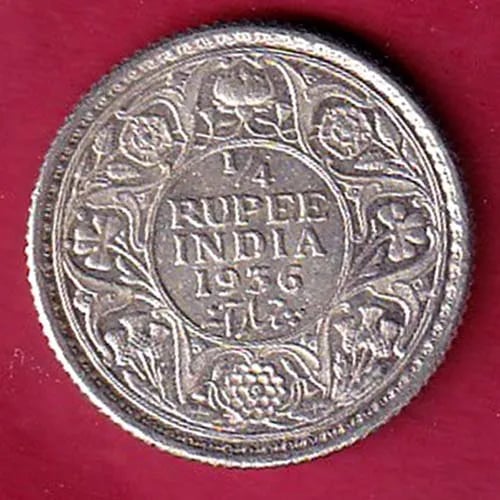 British India George V King Quarter Rupee Silver Coin sk 750