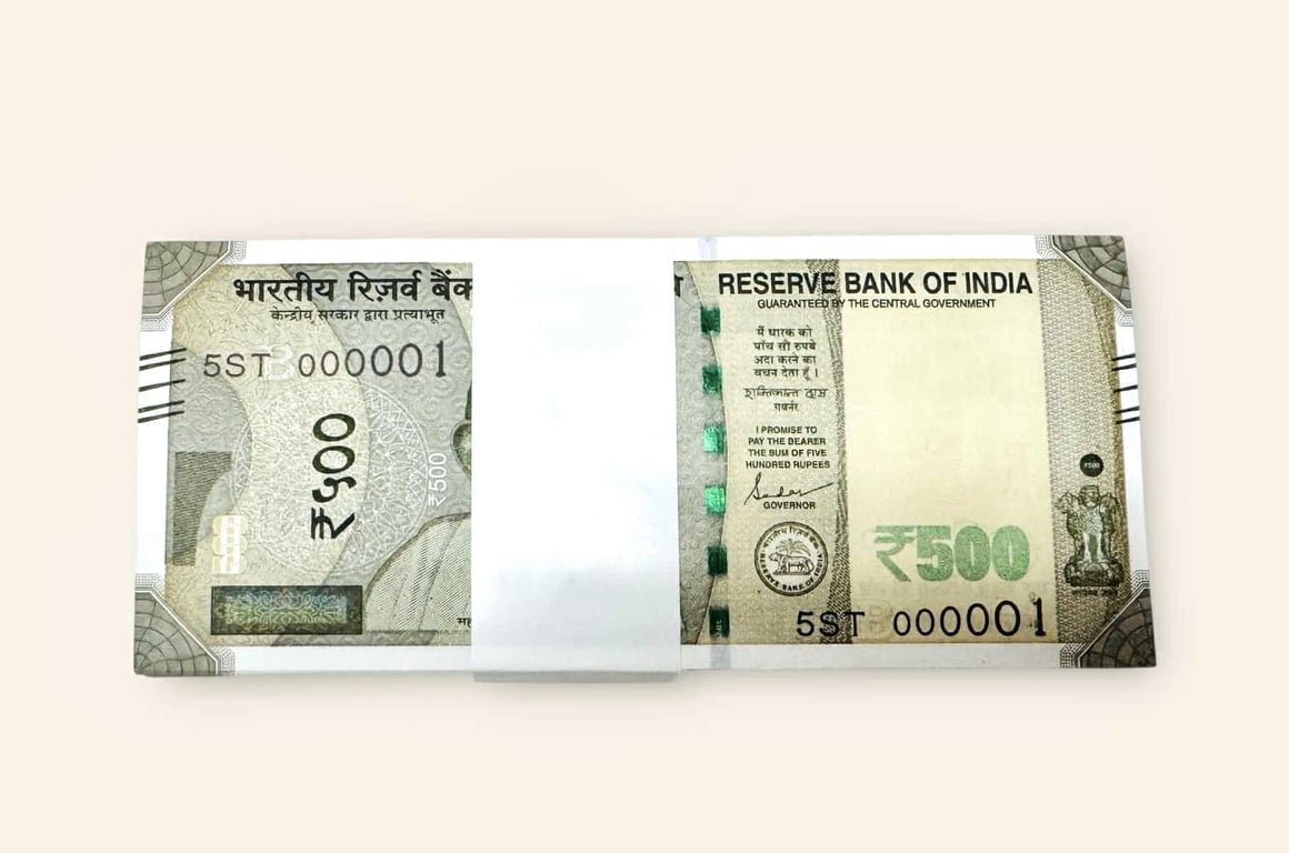 Rs 500 India Banknote Rare Issue Low Serial 000001 To 0000100 Bundle Signed By Shakti Kant Das Unique and Rare
