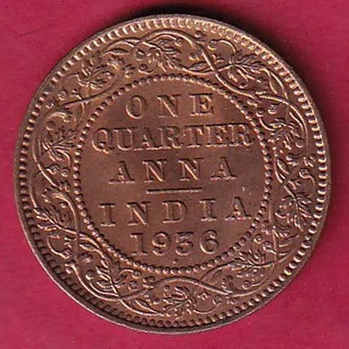 British India 1936 George v King One Quarter Anna  Copper coin sk775