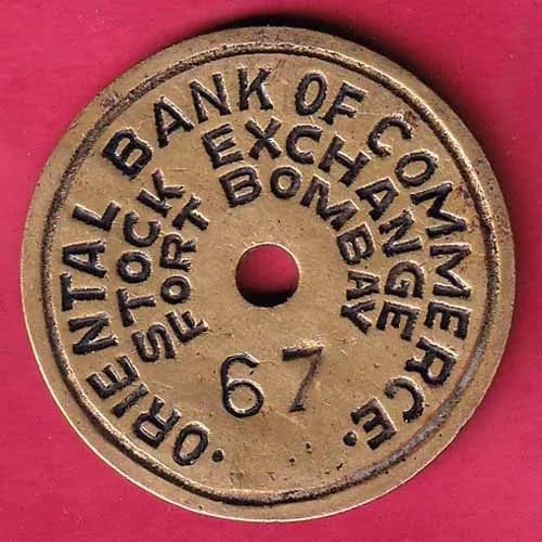 BANK TOKEN ORIENTAL BANK OF COMMERCE STOCK EXCHANGE FORT BOMBAY SK44