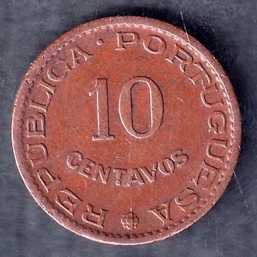 Portuguese India Goa 10 Centavos 1958 copper coin ANH157