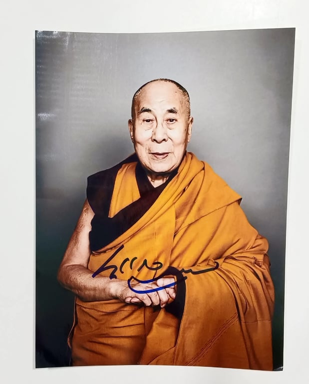 H.H Dalai Lama hand signed autograph