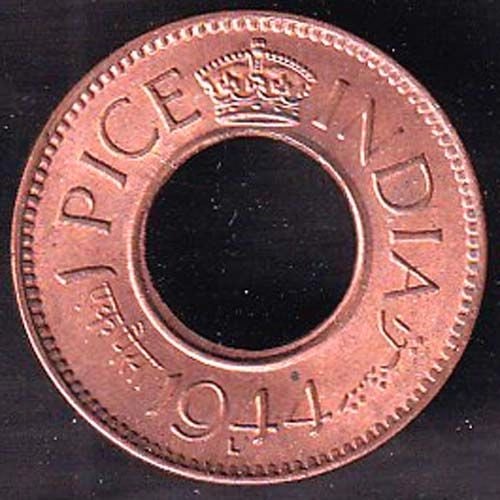Buy British India 1944 George VI King LAHORE MINT 1 Pice Copper Coin ...