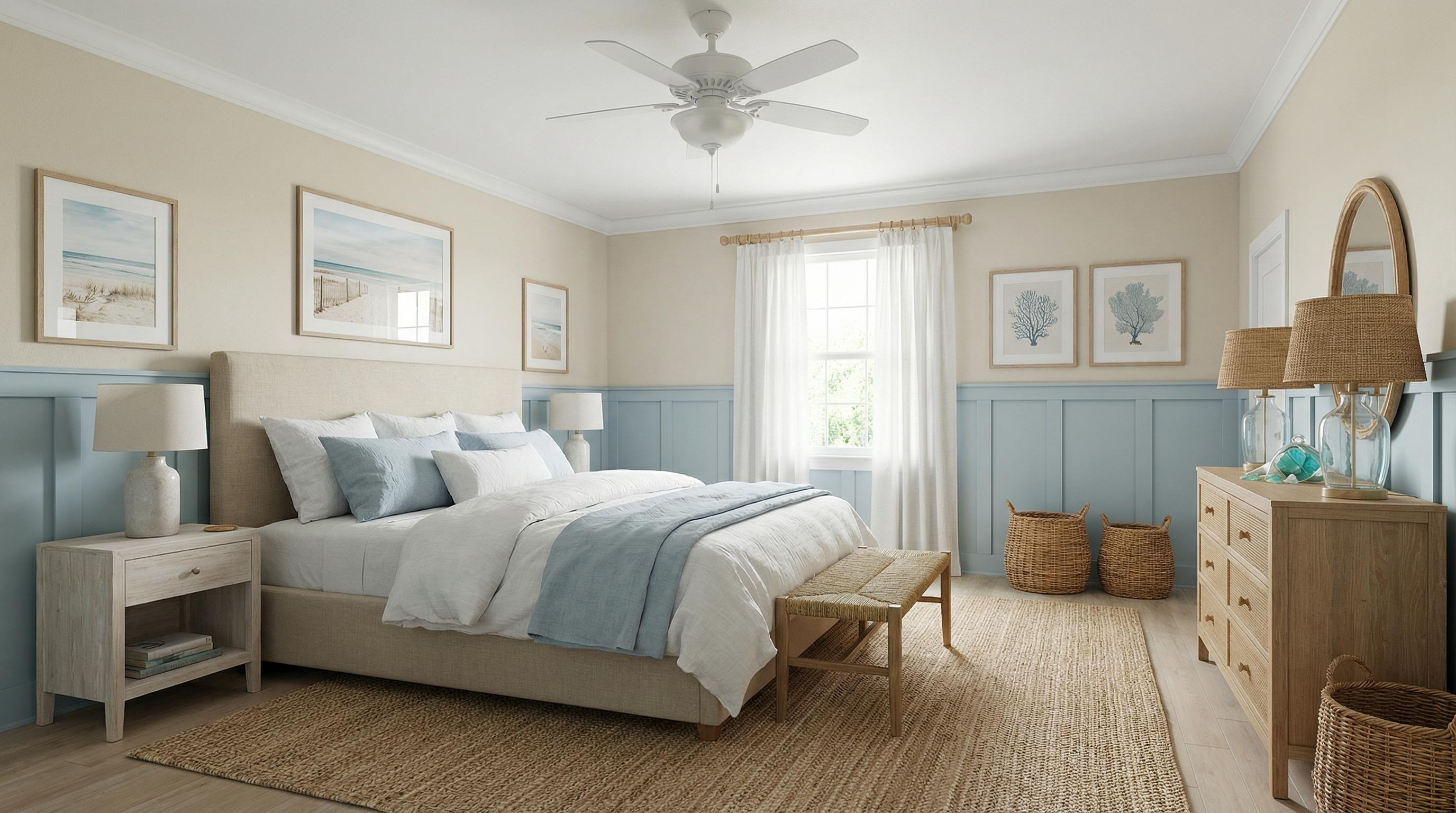 Coastal bedroom after AI restyle by Renovaitor: Coastal Bedroom Restyle