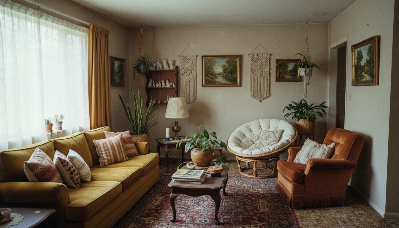 Bohemian living room after AI restyle by Renovaitor: Transforming a Living Room into a Bohemian Oasis