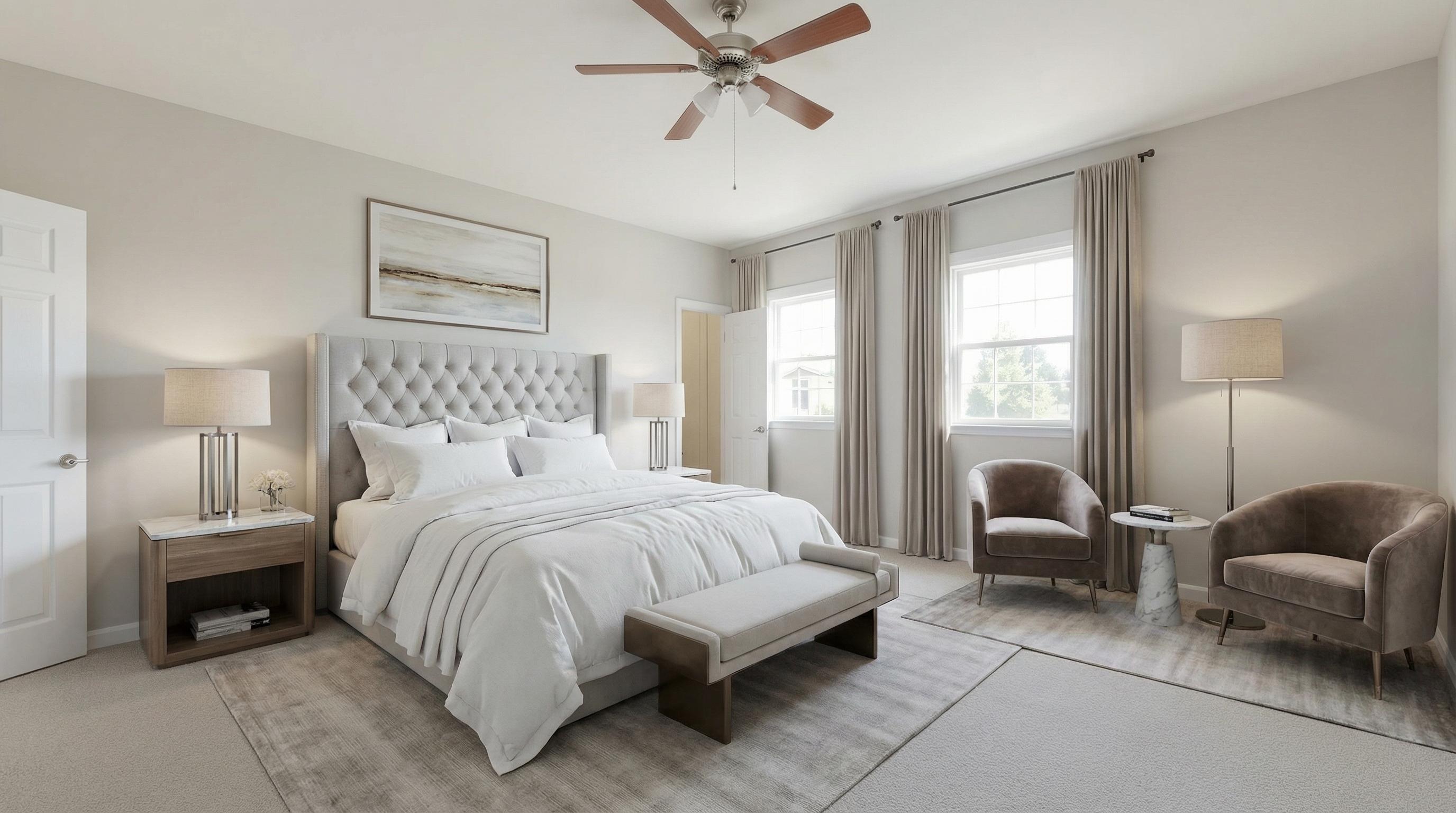 Contemporary bedroom after AI restyle by Renovaitor: Luxury Bedroom Staging