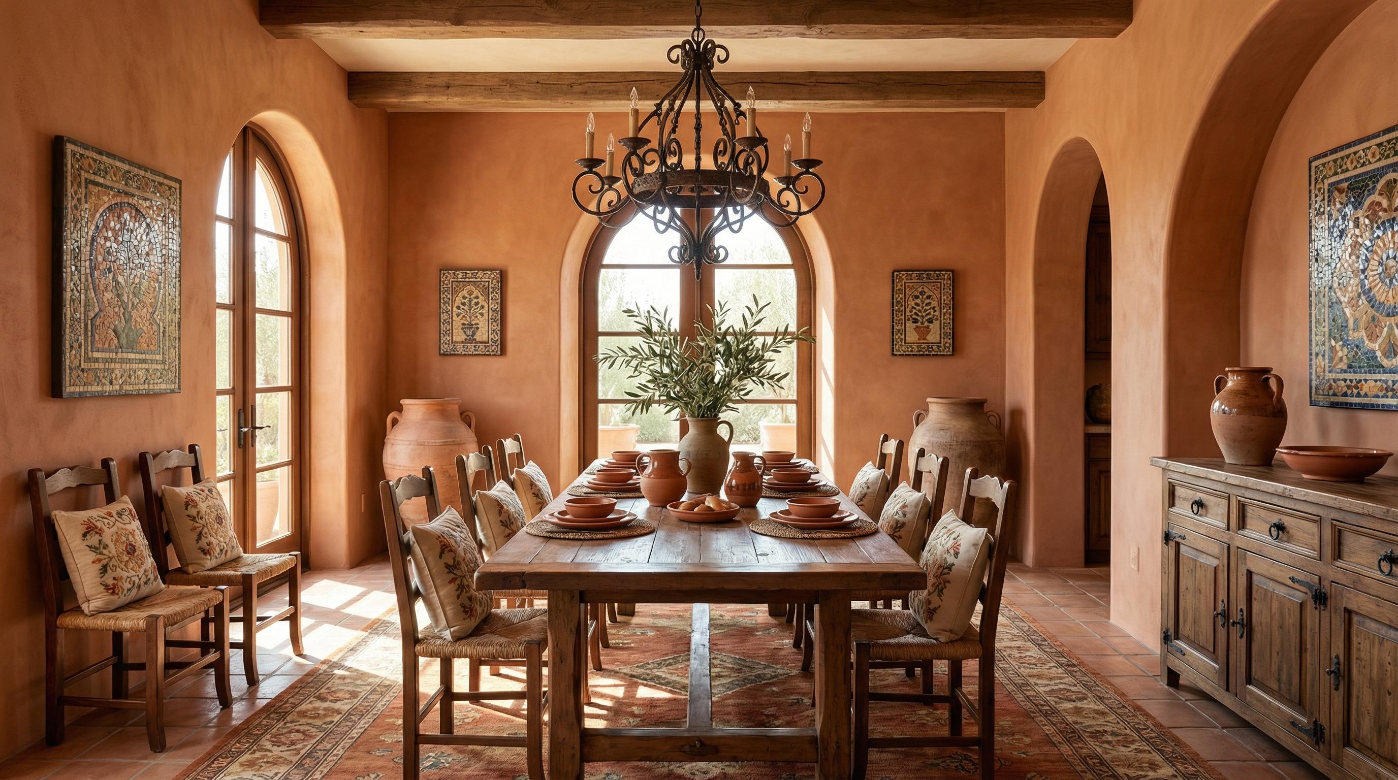 Mediterranean dining room after AI restyle by Renovaitor: Mediterranean Dining Restyle