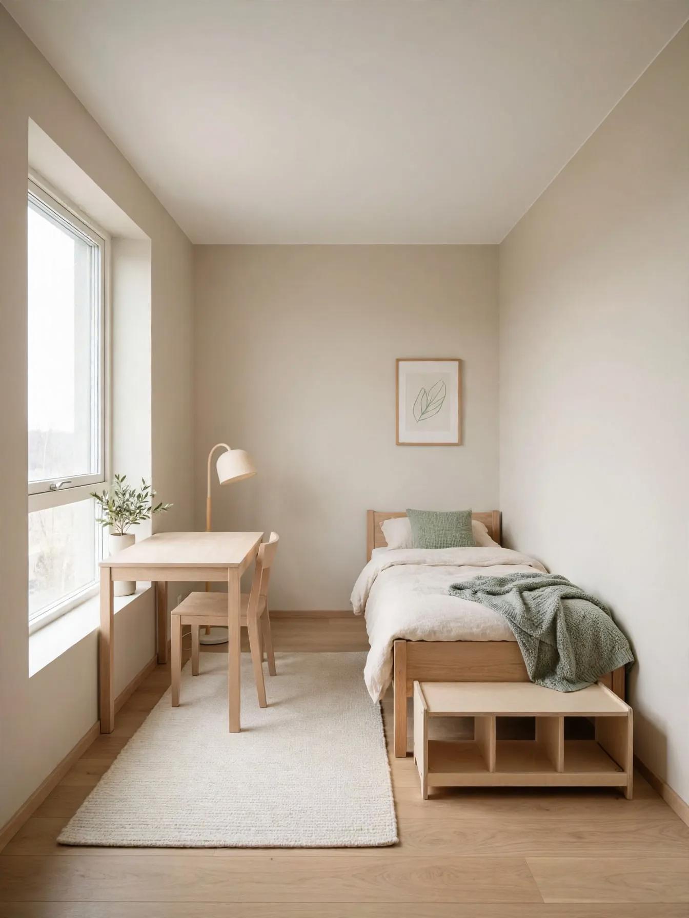 Scandinavian kids room after AI virtual staging by Renovaitor: Tall window light with soft Scandinavian kids-room staging