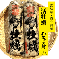 宮城・鹿立浜産 牡蠣『むき身』 1kg(500g×2)