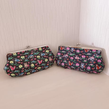 ☆クレジット決済不可☆　底タック入り横長角形口金ポーチ （ラミネート）