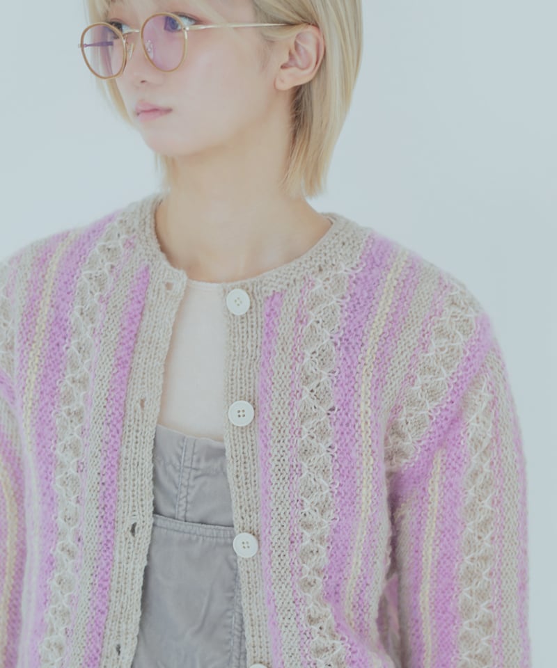 DARUMA PATTERN BOOK 10 ストライプのミックスカーディガン ［キット