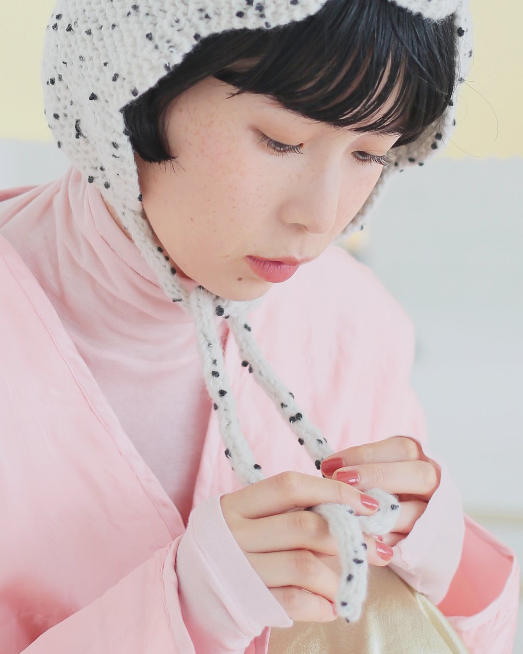 あしたのニット ダルメシアンボンネット［糸セット］ | chocoshoe