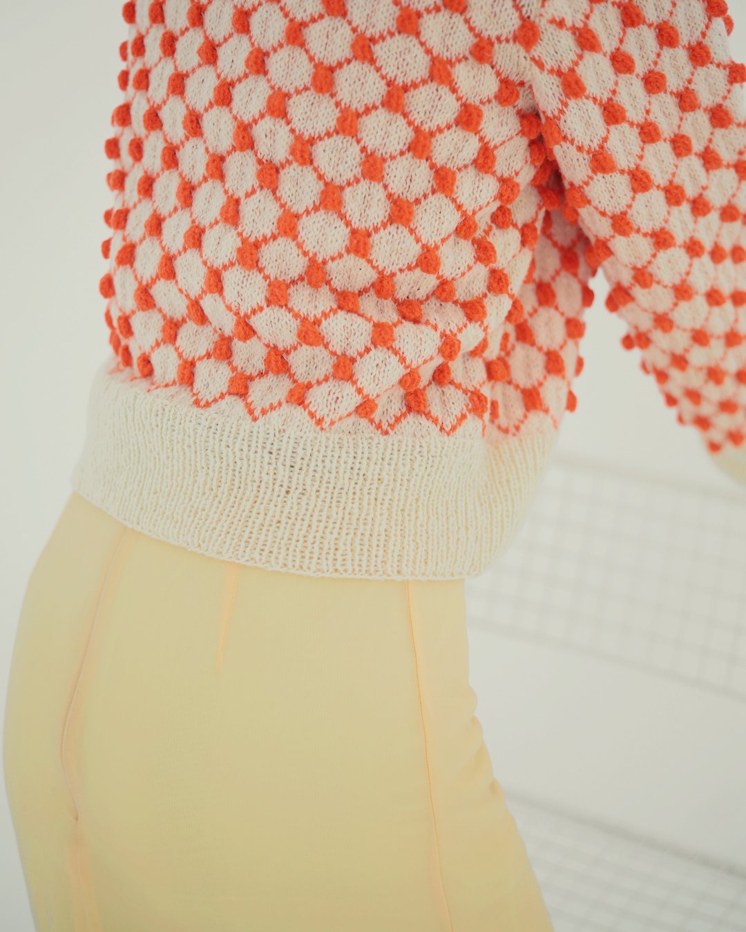 ドットチュール刺繍ラクーンニット♡ 裾チュール バルーン ニット
