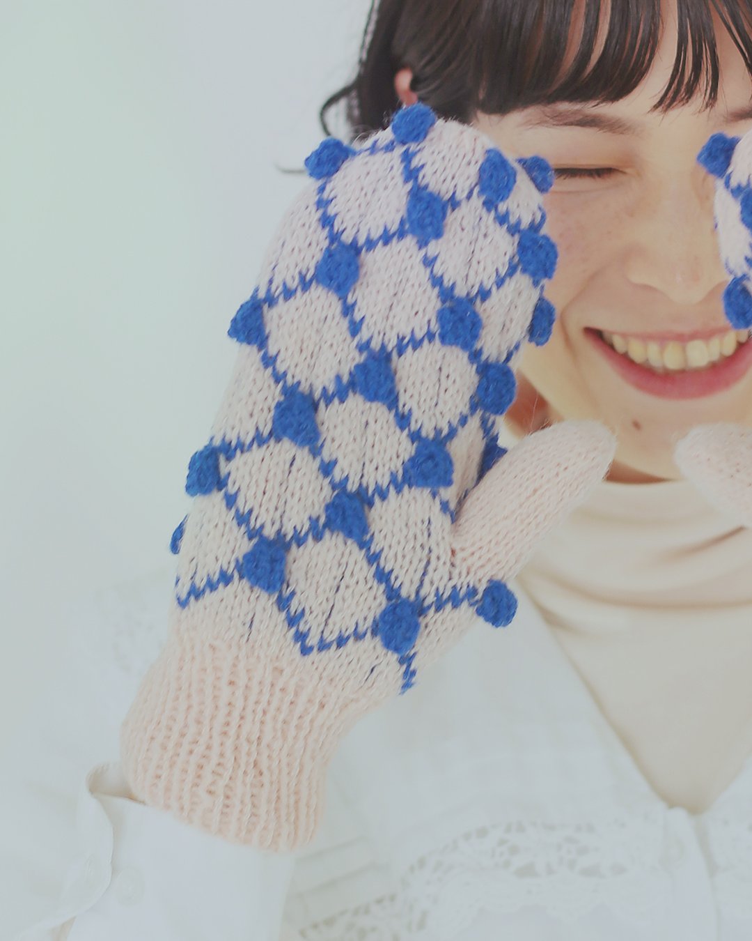 あしたのニット チュールドットのミトン［糸セット