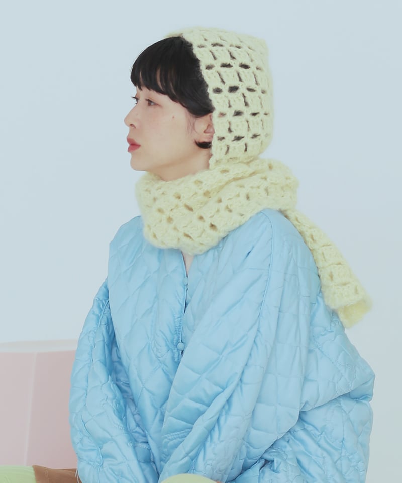 【美品】エポカ フード付き羊毛モヘヤハーフコート ブルー 美品】エポカ フード付き羊毛モヘヤハーフコート ブルー