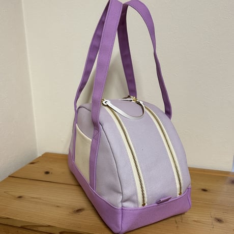【 abiBag 1点限定品 】 ボストントート／ラベンダー／レザー底鋲付