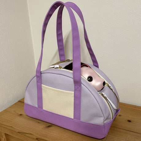 【 abiBag 1点限定品 】 ボストントート／ラベンダー／レザー底鋲付