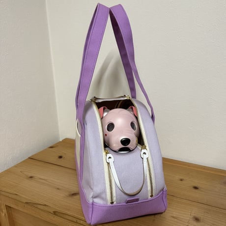 【 abiBag 1点限定品 】 ボストントート／ラベンダー／レザー底鋲付